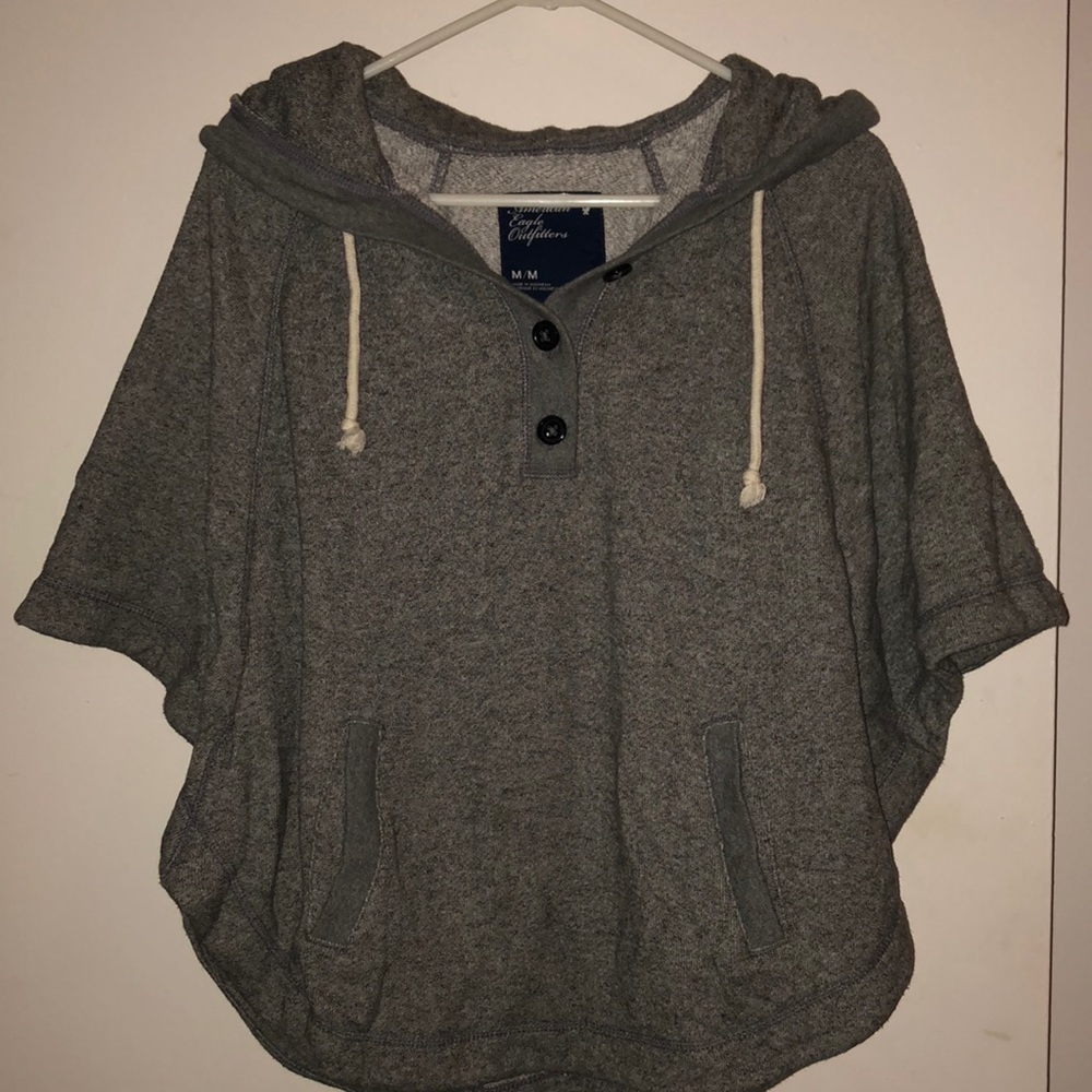 American Eagle Jersey Knit Grey Poncho sweatshirt